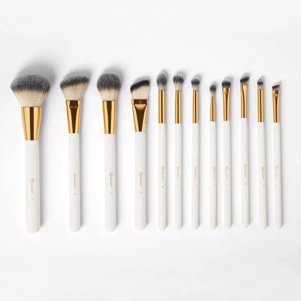 Cosmetics Elegance Brush Set – Studded White Makeup Brushes Kit