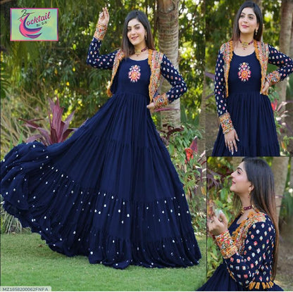 2 Pcs Women's Stitched Embroidered Maxi and Jacket