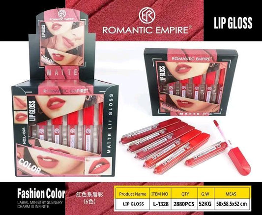 Romantic Empire High Pigmented Matte Lipgloss, 6 Pcs,Shades Of Red