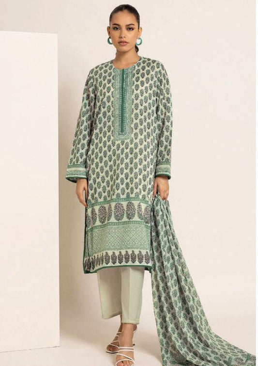 3 Pcs Women's Unstitched Khaddar Printed Suit