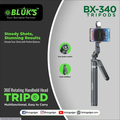 BX-340 Extra Long 1700mm Selfie Stick + TriPod Stand