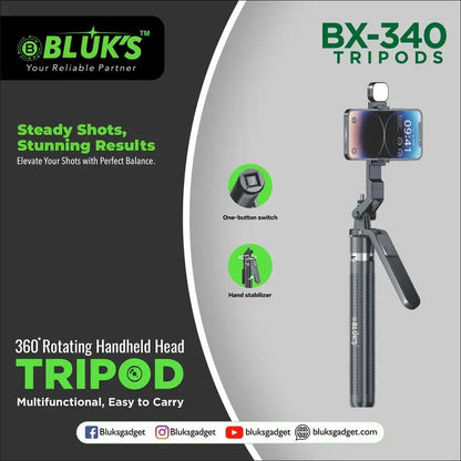 BX-340 Extra Long 1700mm Selfie Stick + TriPod Stand