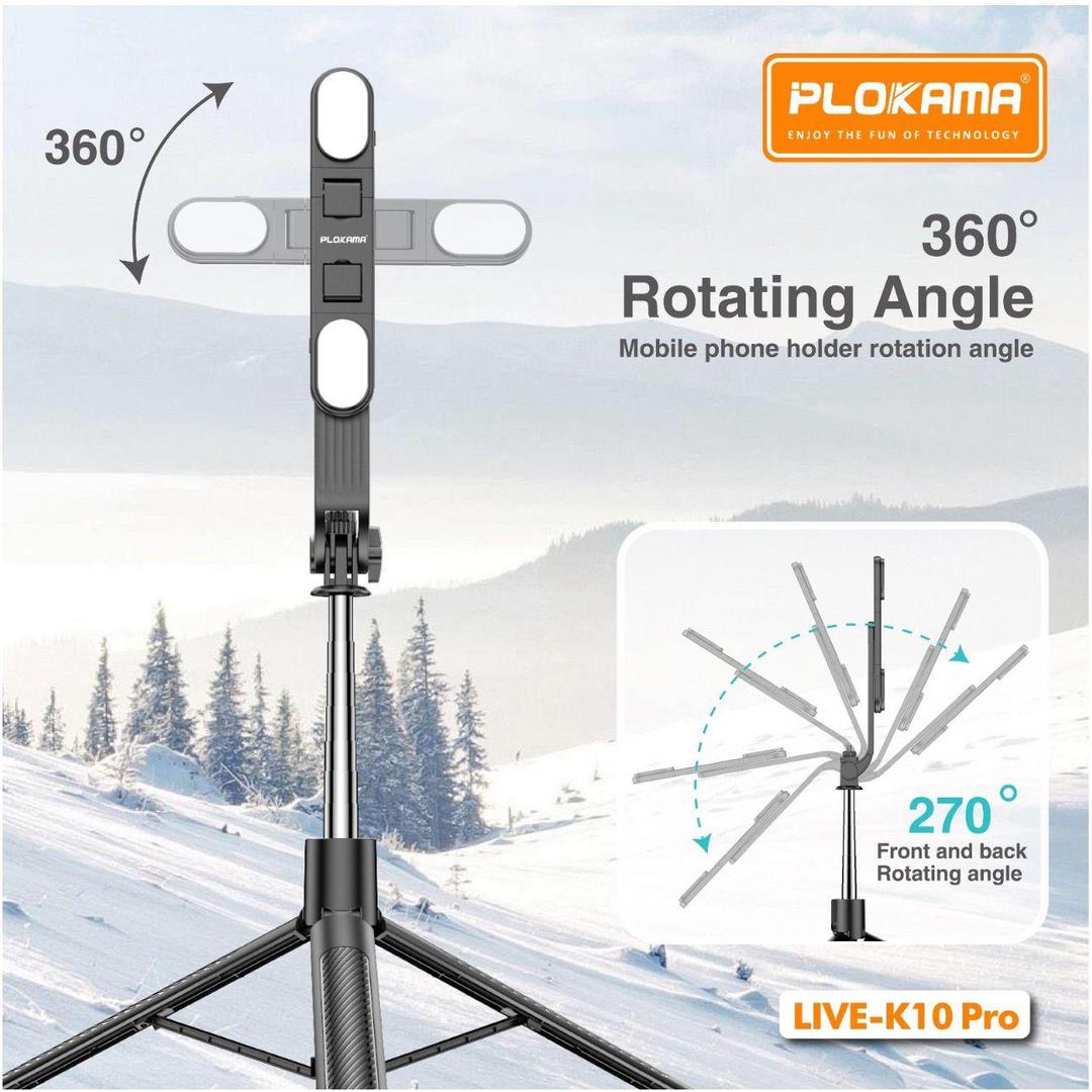 Live K10 PRO 6.5ft Tripod Stand with Ring Light, Bluetooth, Selfie Stick, DSLR/Mobile Stand