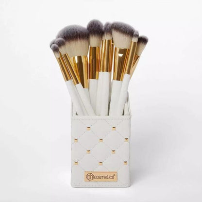 Cosmetics Elegance Brush Set – Studded White Makeup Brushes Kit