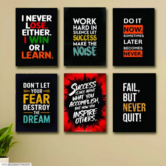 6 Motivational Quote Frames – Wooden Canvas Phototiles (8×11”) for Wall Decor