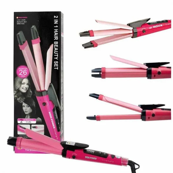 Nova 2-in-1 Hair Straightener & Curler – NH-2009 | Quick Heat Ceramic Styling Tool